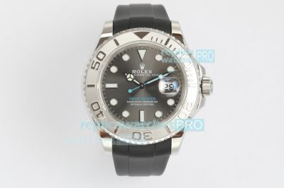 EW Rolex Yacht Master Rhodium Grey Dial Black Rubber Swiss 3235 Watch 40mm